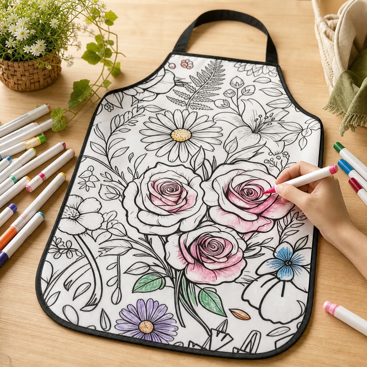 DIY Drawing Aprons (Optional 24-Color Marker Set) Create Your Art Aprons, Washable Keepsake Doodling Aprons for Kids & Adults - MyJigsawPuzzleAu