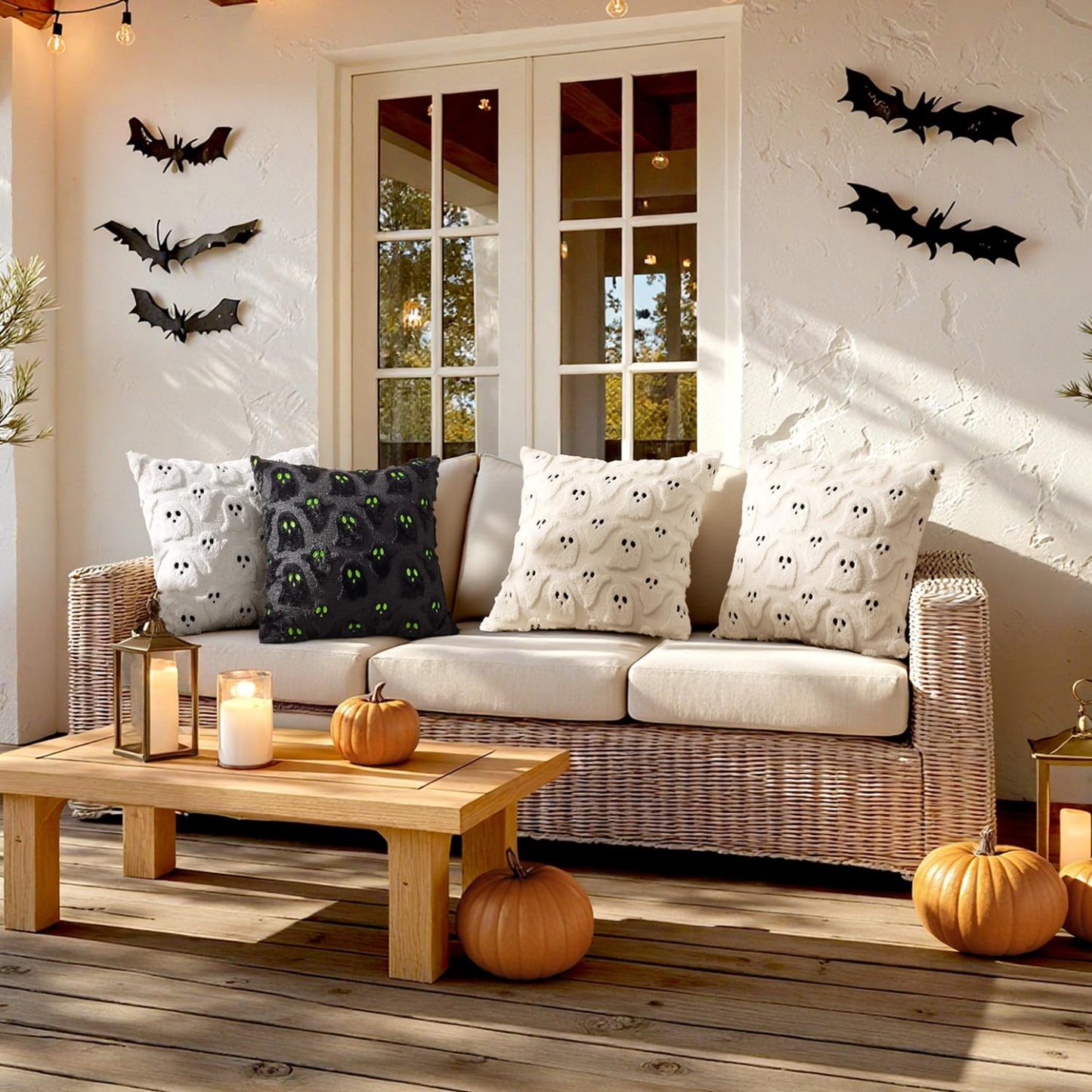 Halloween Pillow Covers Cute Ghost Decor Set of 2 18x18 - MyJigsawPuzzleAu
