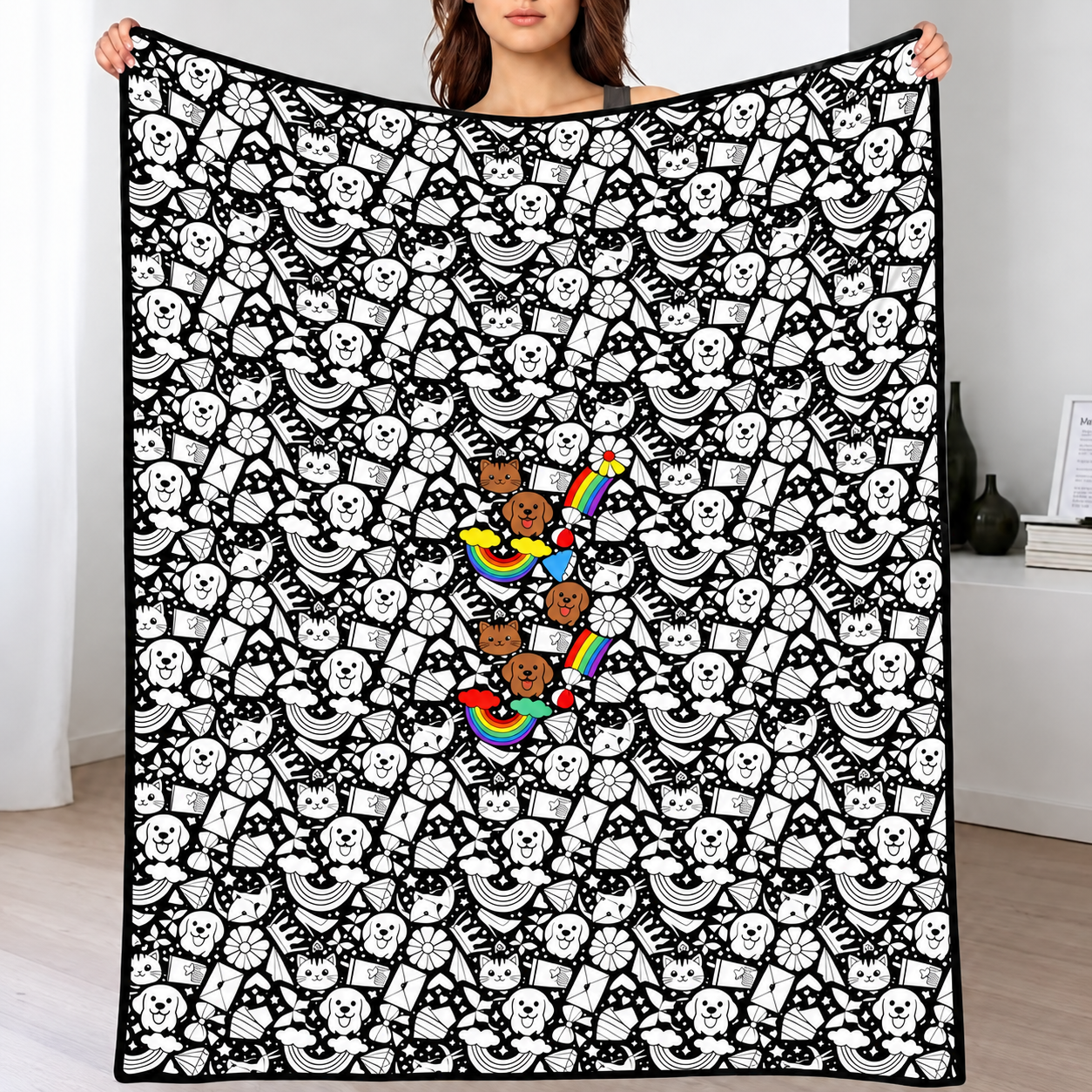 DIY Drawing Blanket with 24 Colors Markers, Doodle Your Own Blankets,