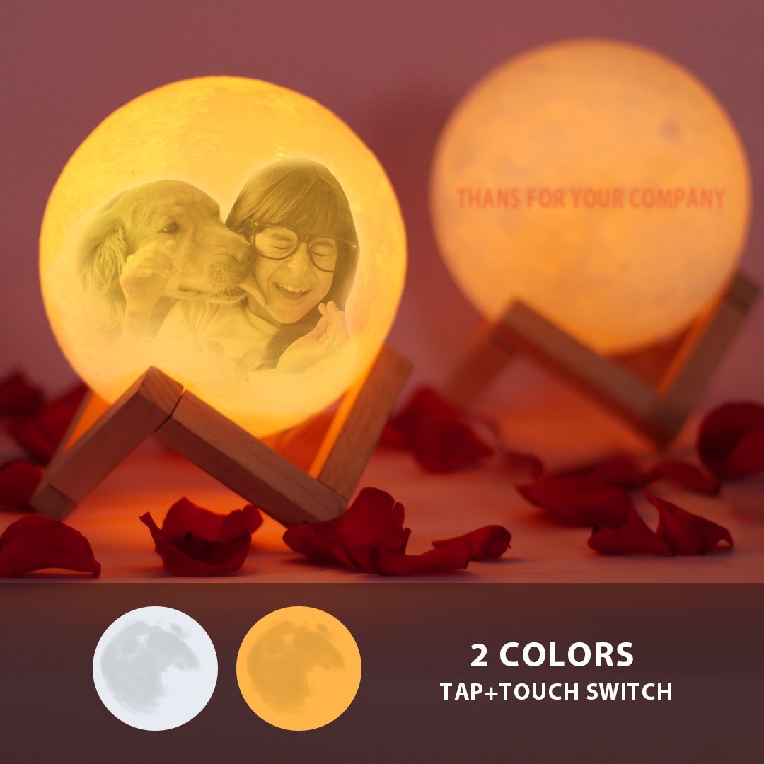 Custom Moon Lamp| Lovely Pet| Touch to Convert 2 Colors |Engraved 3D Printing Photo