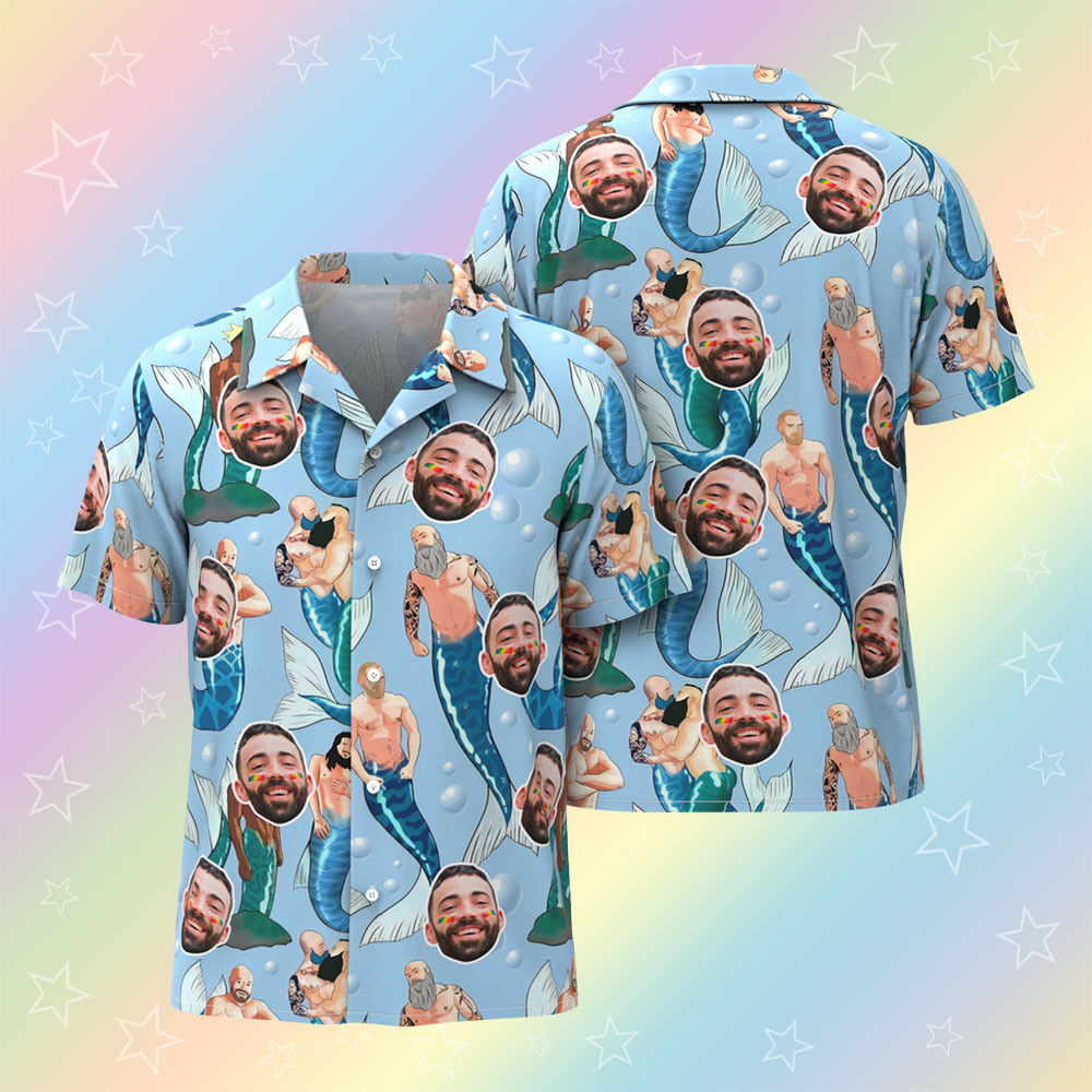 Custom Men's Hawaiian Shirt Black Mermaid Pride Month From Size S to 5XL with Comfortable Butterfly Mesh Fabric Material For LGBTQ - MyJigsawPuzzleAu