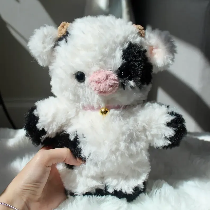 Crochet Plush with Pattern Cute Animal Knitted Plush Toy Cute Fluffy Fur Plush Bunny, Panda, Sloth, Cat, Swan, Deer, Cow, Penguin, Hedgehog Knitted Gift - MyJigsawPuzzleAu