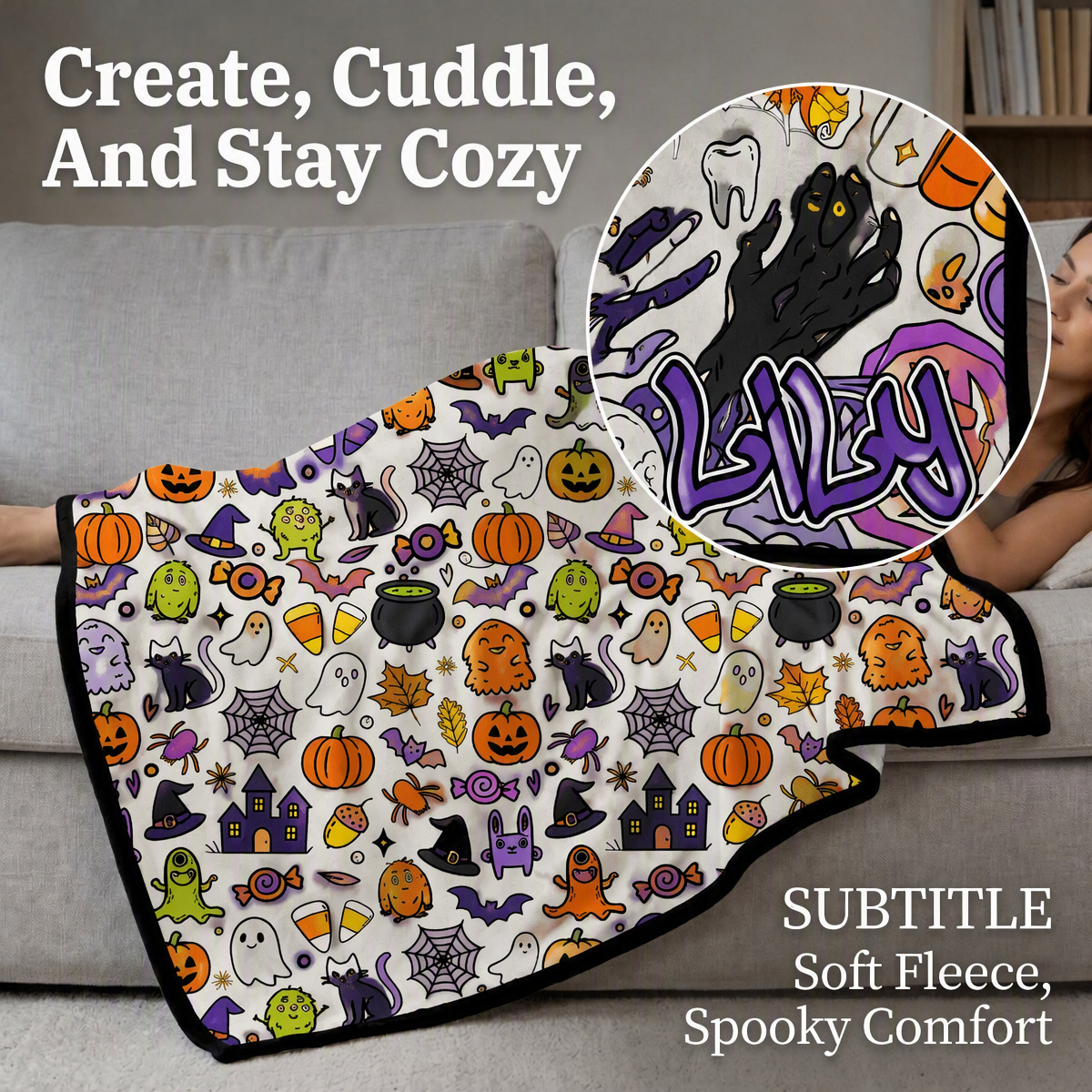 Halloween DIY Drawing Blanket – Creative Art Blanket for Kids & Adults, Spooky Halloween Activity Gift - MyJigsawPuzzleAu