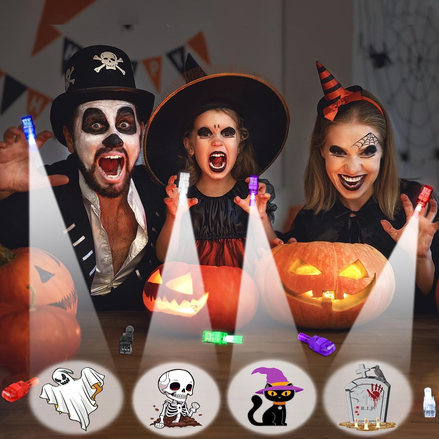36Pcs Halloween Party Favors Finger Lights for Kids, Halloween Light Up Toys Bulk Glow in the Dark Halloween Treats Non Candy Goodie Bag Fillers Basket Stuffers Classroom Prizes Trick or Treat Gift - MyJigsawPuzzleAu