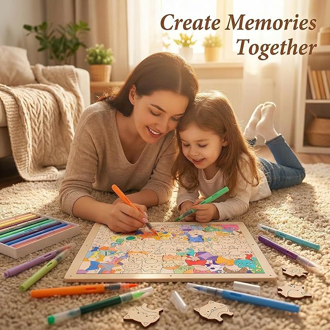 DIY Wooden Coloring Puzzle – Hand-paint Your Own Animal Puzzle (Optional 24-Color Markers & 8 Designs) - MyJigsawPuzzleAu
