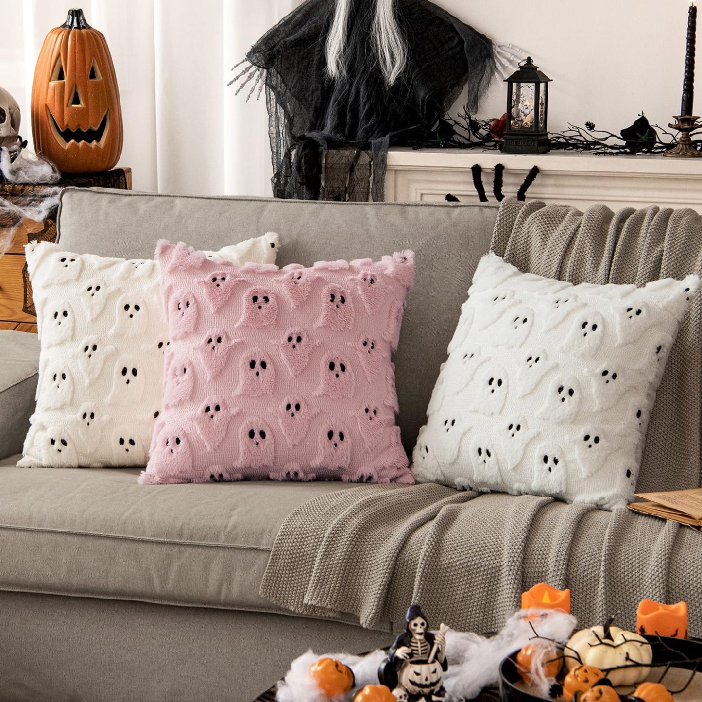 Halloween Pillow Covers Cute Ghost Decor Set of 2 18x18 - MyJigsawPuzzleAu