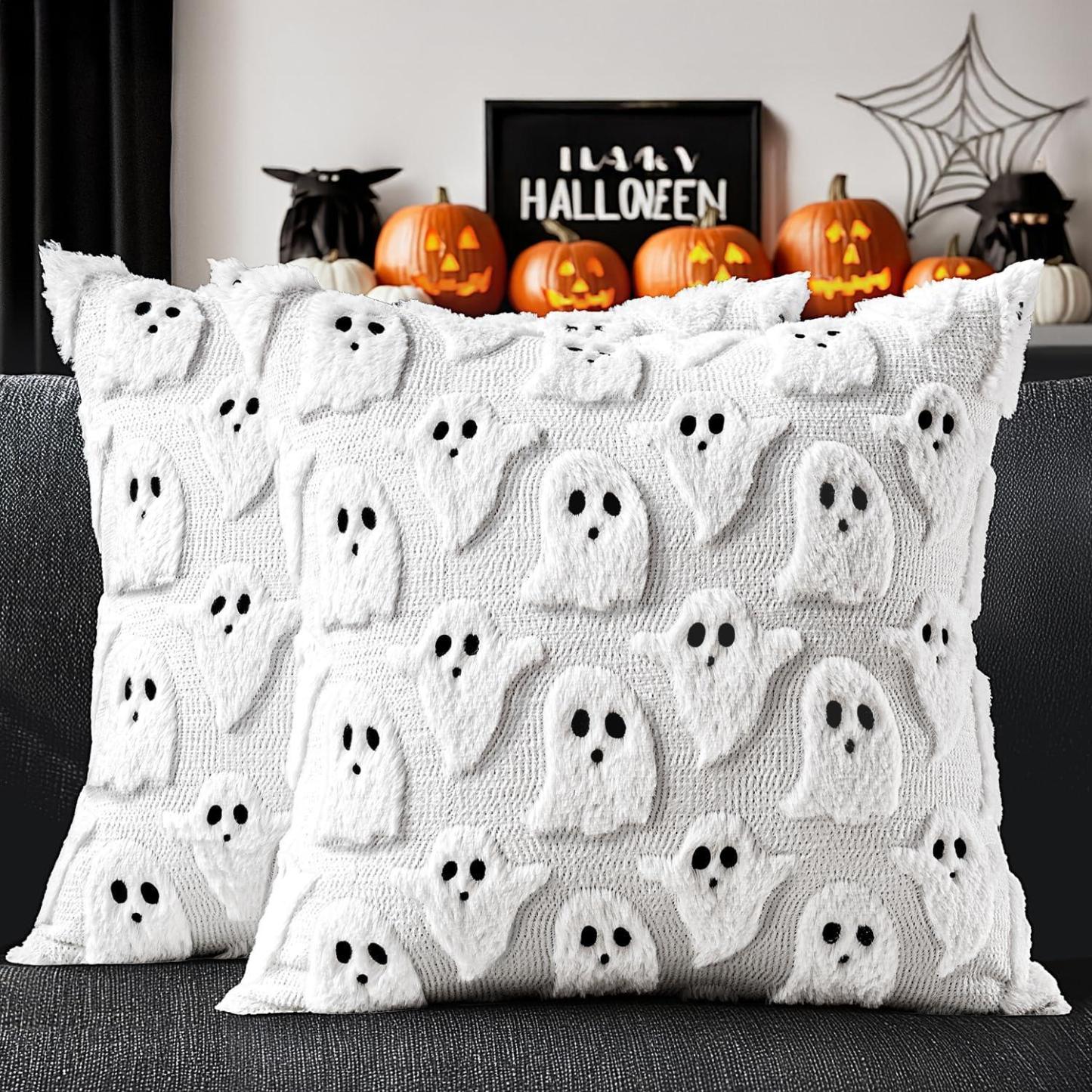 Halloween Pillow Covers Cute Ghost Decor Set of 2 18x18 - MyJigsawPuzzleAu