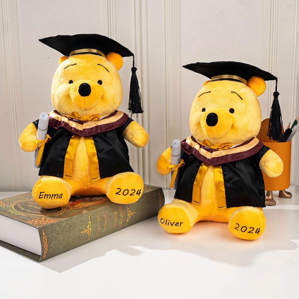 Personalized Winnie the Pooh Graduation Bear Plush Toy with Name Gifts for Grads - MyJigsawPuzzleAu