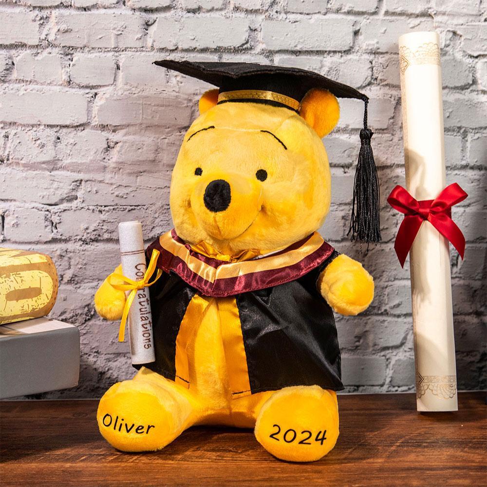 Personalized Winnie the Pooh Graduation Bear Plush Toy with Name Gifts for Grads - MyJigsawPuzzleAu