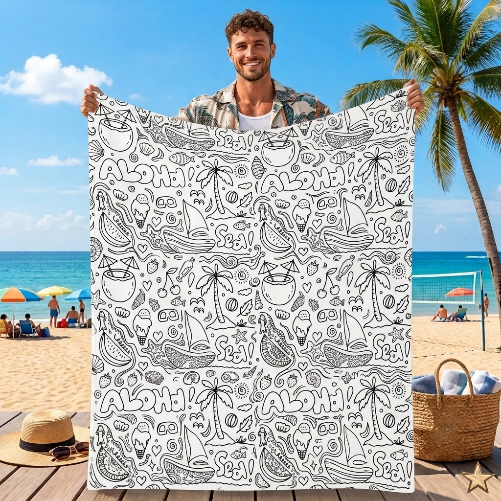 DIY Drawing Blanket with 24 Colors Markers, Doodle Your Own Blankets, Customizable Washable Paint & Play Blankets for Adults