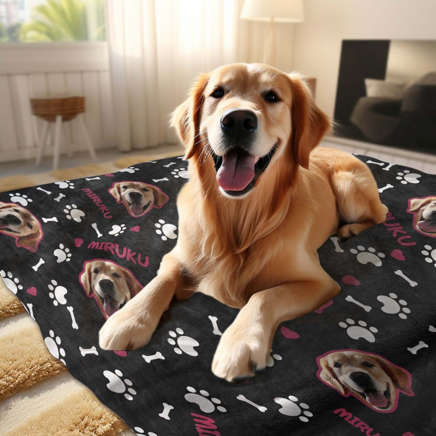 Custom Photo Name Blankets Custom Pet Blankets Personalized Photo Fleece Blanket - Cute Pet Paw