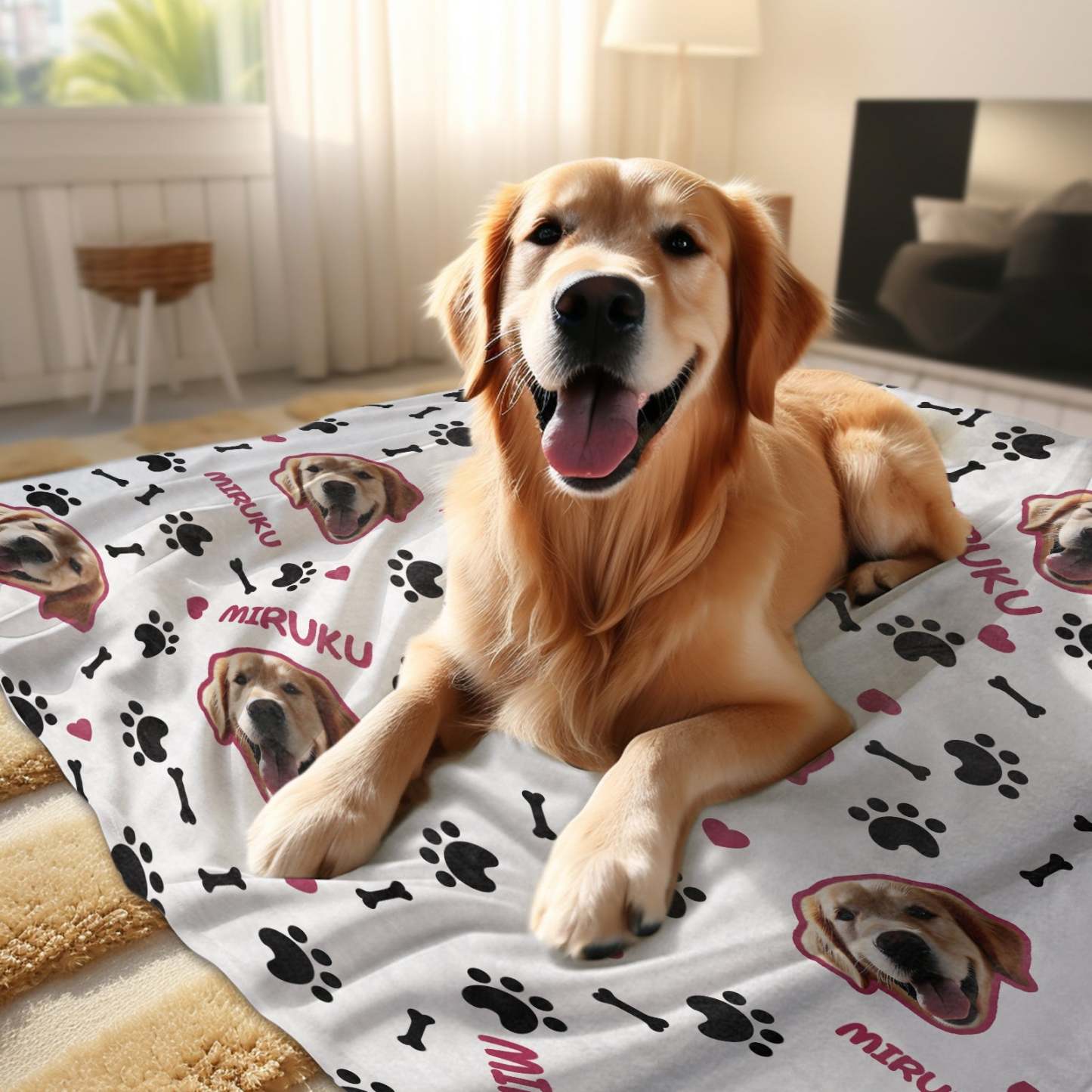 Custom Photo Name Blankets Custom Pet Blankets Personalized Photo Fleece Blanket - Cute Pet Paw