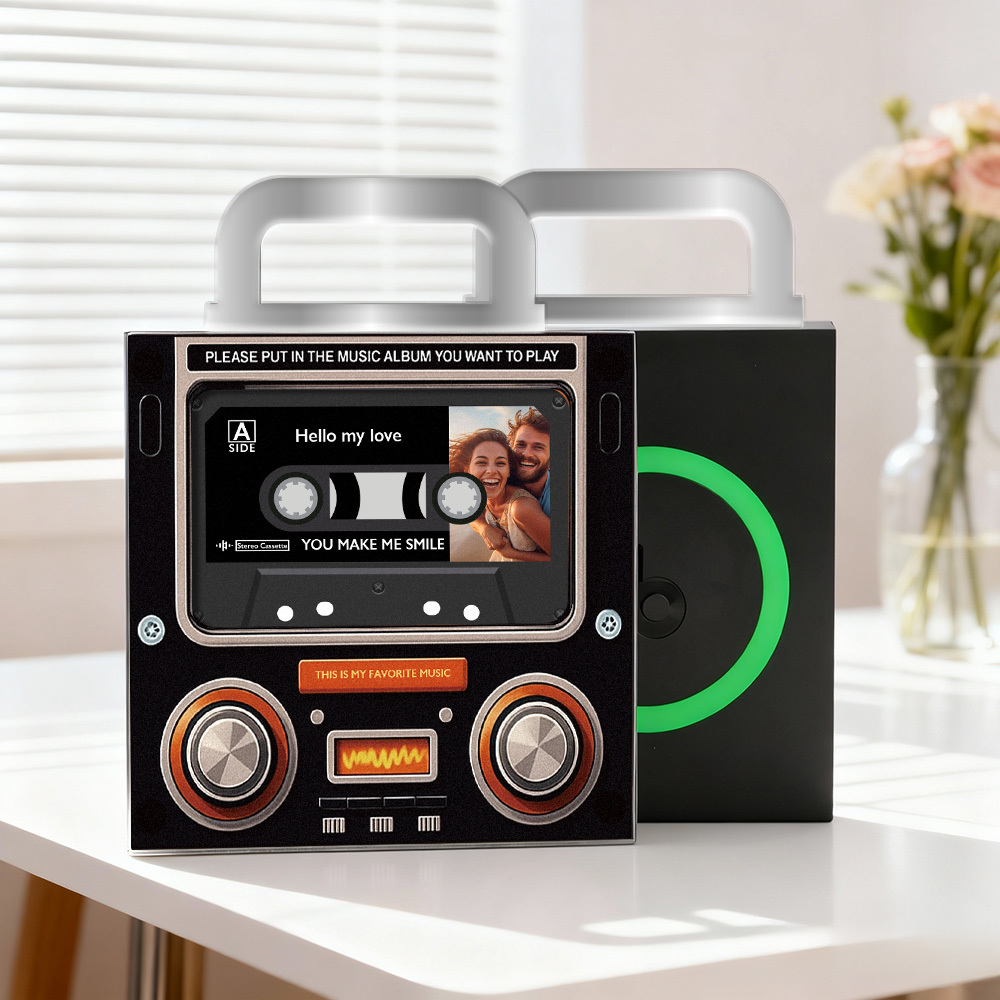Custom Retro Cassette Music Fridge Magnet in Christmas Style with Preview | Auto-Play Cassette Tape | Rechargeable | Vintage Tape Style Christmas Gift for Couples & Music Lovers - MyJigsawPuzzleAu