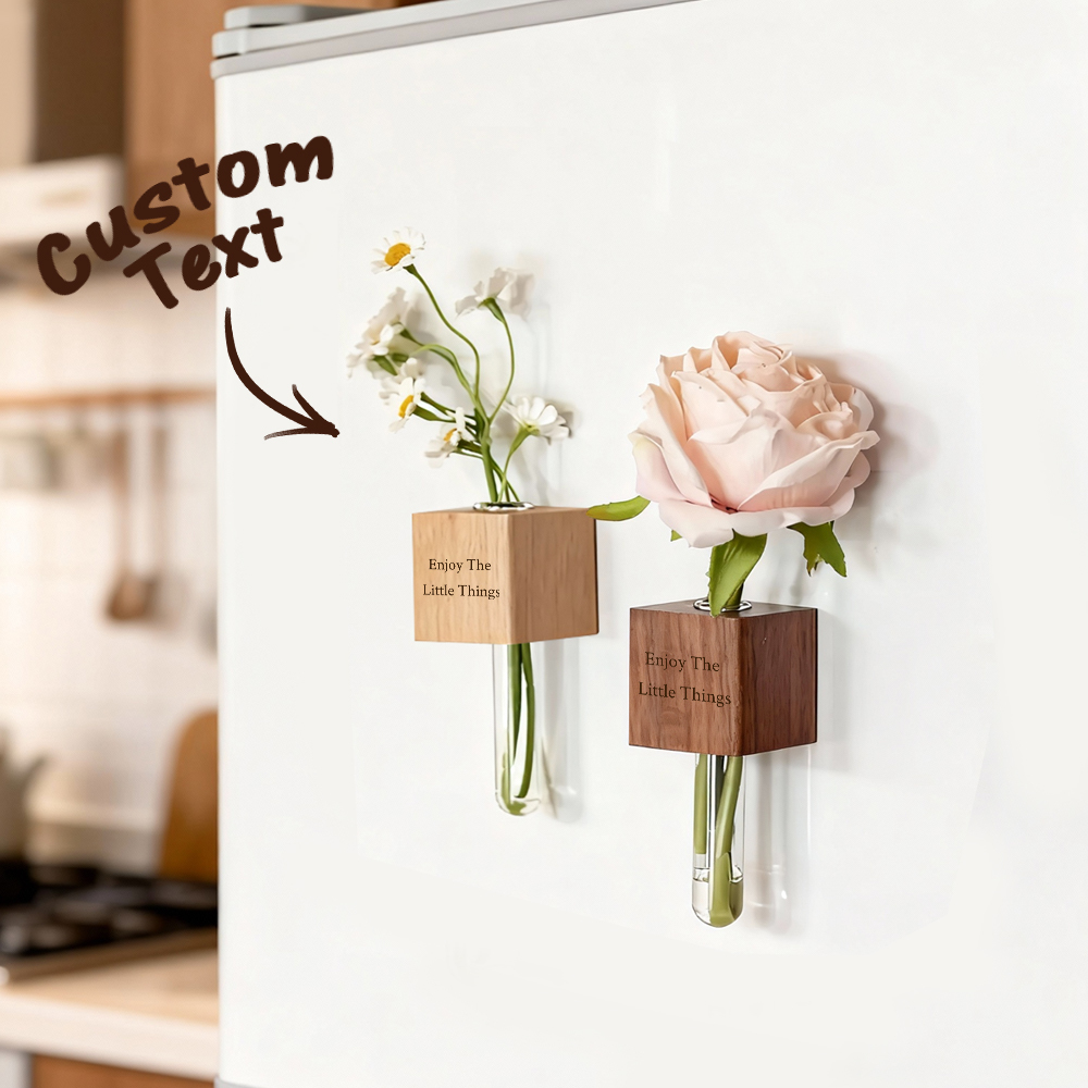 Magnetic Wooden Bud Vase: Flower & Plant Holders for Home Decor - Blooming Love On My Fridge - MyJigsawPuzzleAu