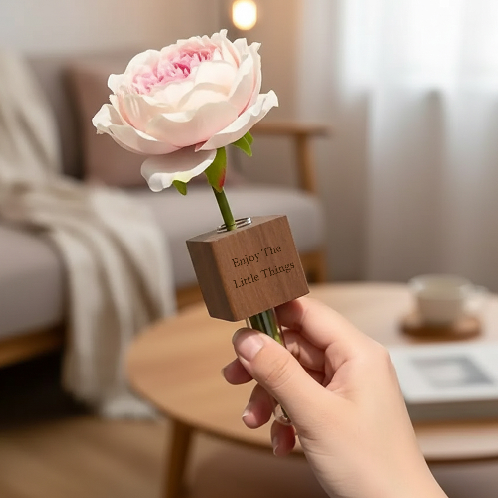 Magnetic Wooden Bud Vase: Flower & Plant Holders for Home Decor - Blooming Love On My Fridge - MyJigsawPuzzleAu