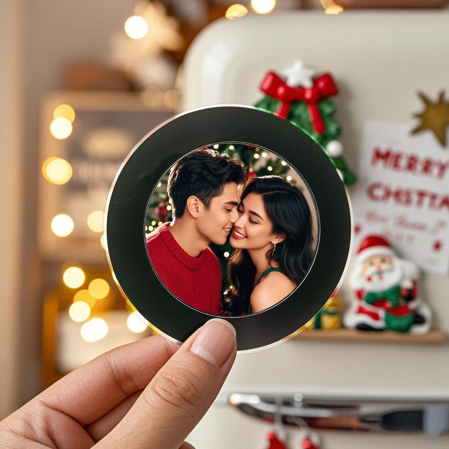 Custom Rotating Double Layer Acrylic Nfc Fridge Magnets With Photos And Songs Magnetic Fridge Magnets - MyJigsawPuzzleAu