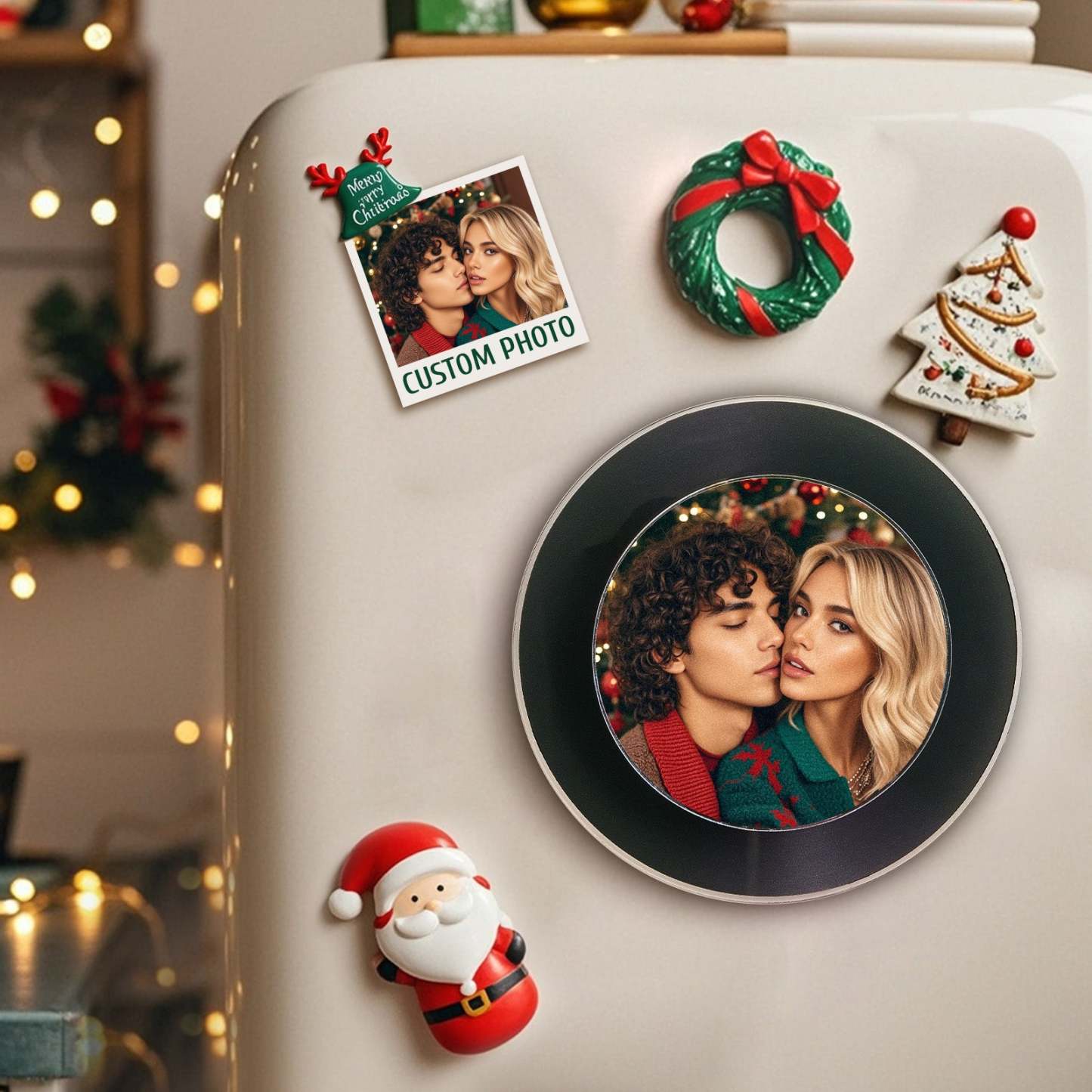 Custom Rotating Double Layer Acrylic Nfc Fridge Magnets With Photos And Songs Magnetic Fridge Magnets - MyJigsawPuzzleAu