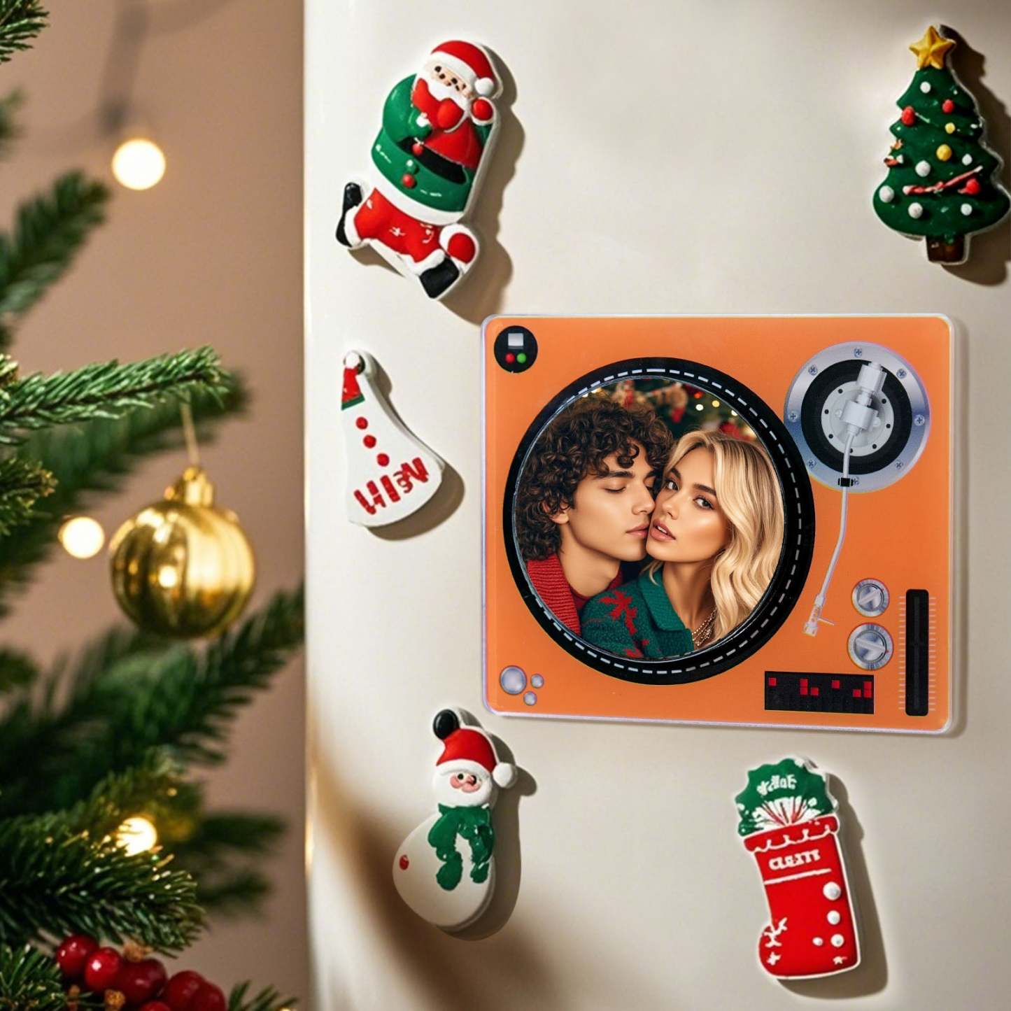 Custom Rotating Double Layer Acrylic Nfc Fridge Magnets With Photos And Songs Magnetic Fridge Magnets - MyJigsawPuzzleAu
