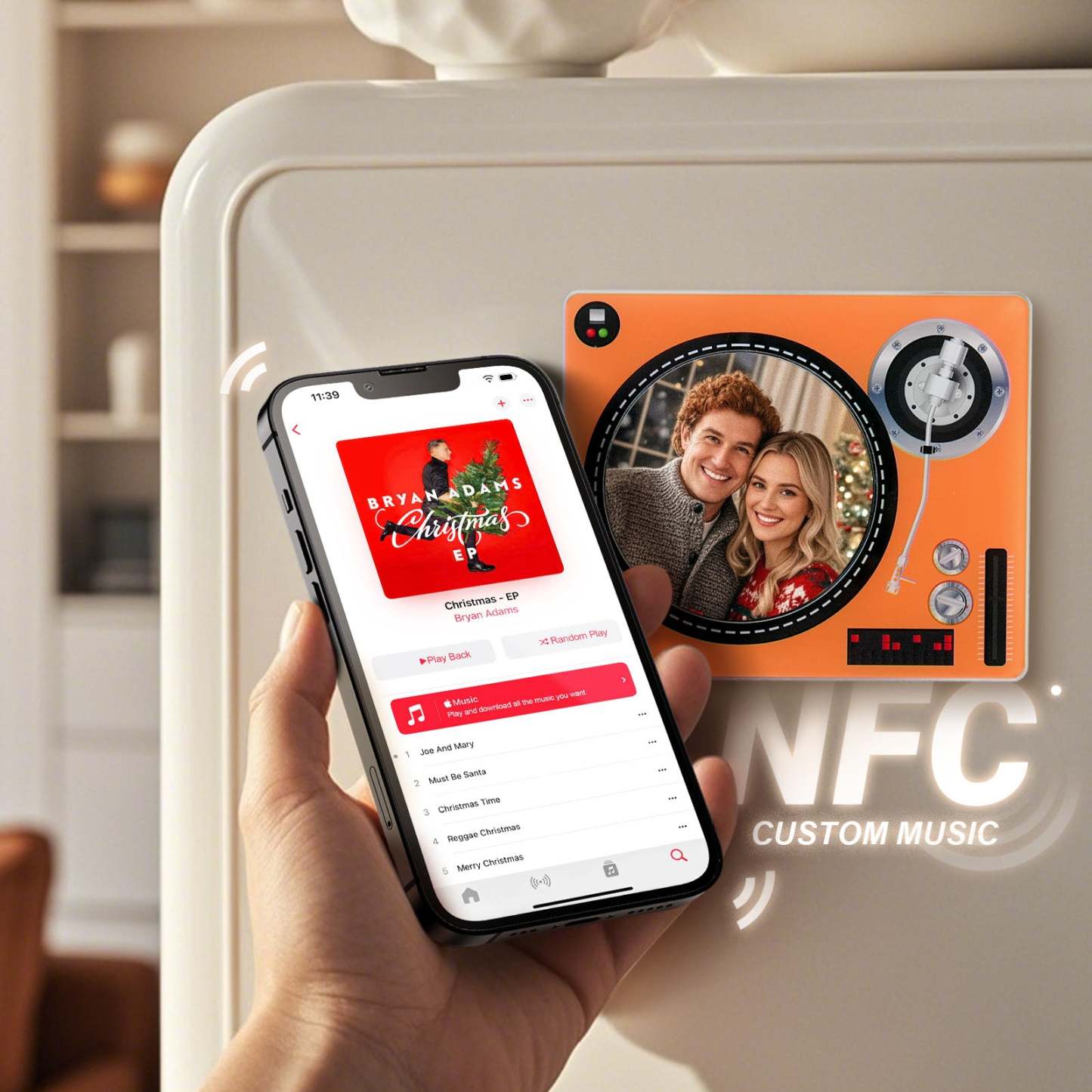 Custom Rotating Double Layer Acrylic Nfc Fridge Magnets With Photos And Songs Magnetic Fridge Magnets - MyJigsawPuzzleAu