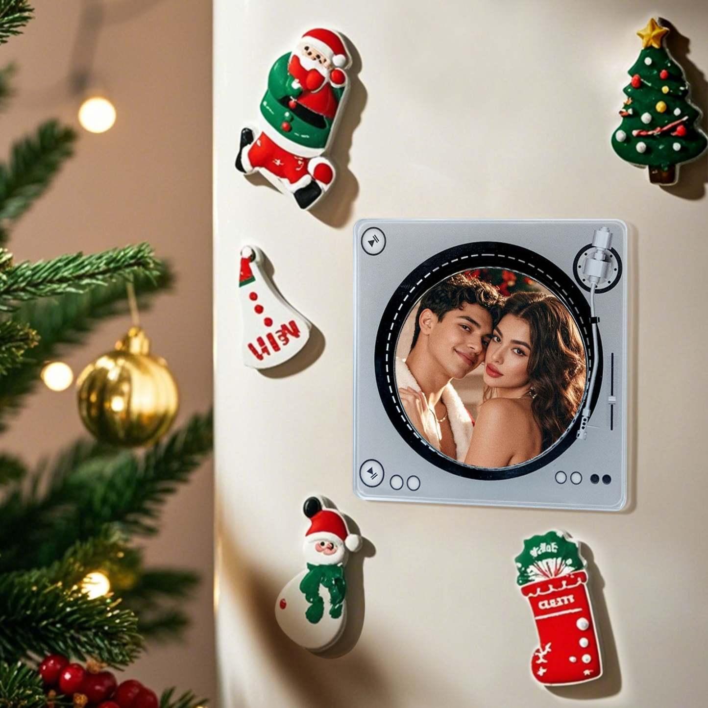 Custom Rotating Double Layer Acrylic Nfc Fridge Magnets With Photos And Songs Magnetic Fridge Magnets - MyJigsawPuzzleAu