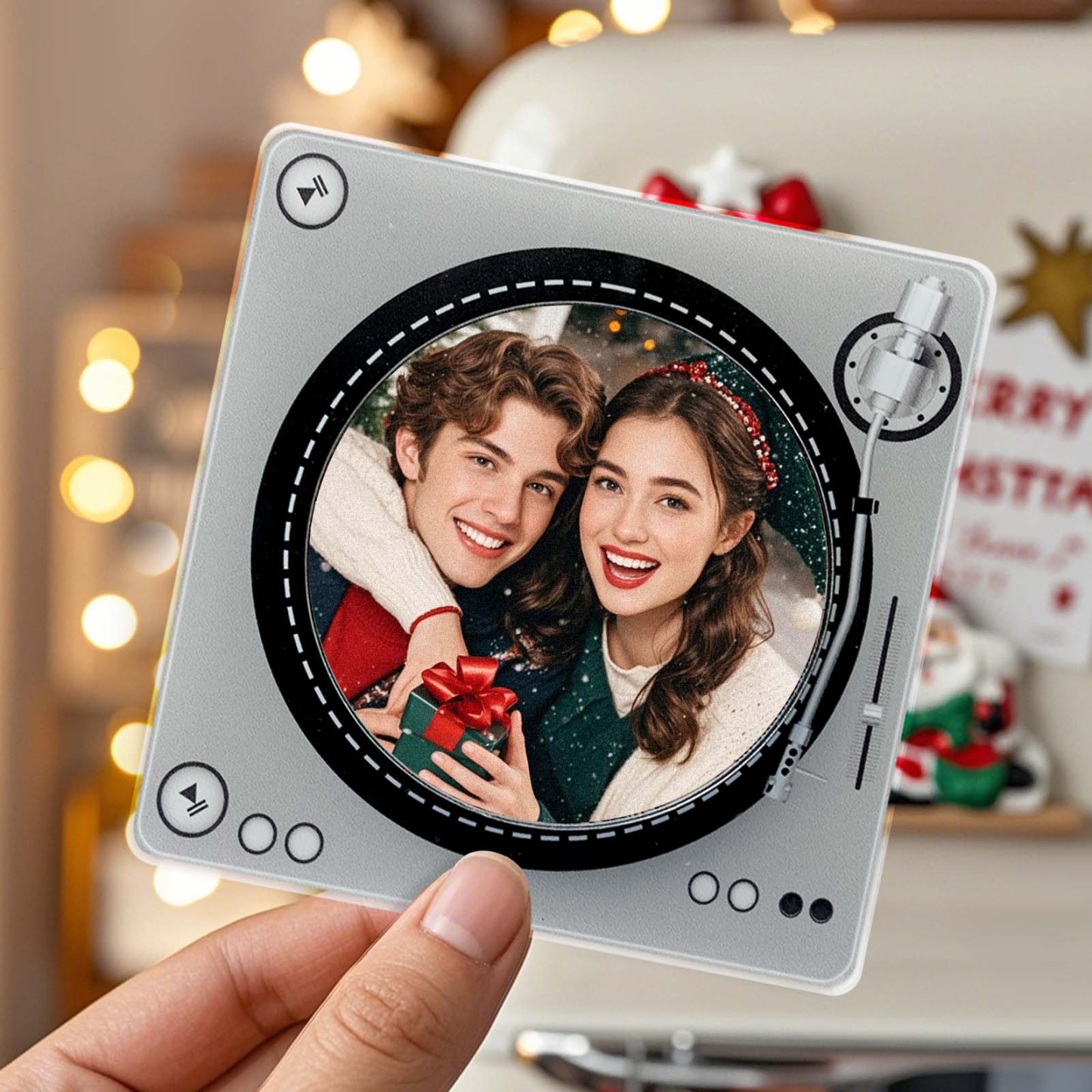 Custom Rotating Double Layer Acrylic Nfc Fridge Magnets With Photos And Songs Magnetic Fridge Magnets - MyJigsawPuzzleAu