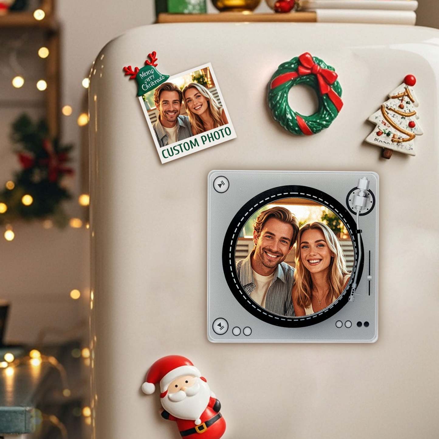 Custom Rotating Double Layer Acrylic Nfc Fridge Magnets With Photos And Songs Magnetic Fridge Magnets - MyJigsawPuzzleAu
