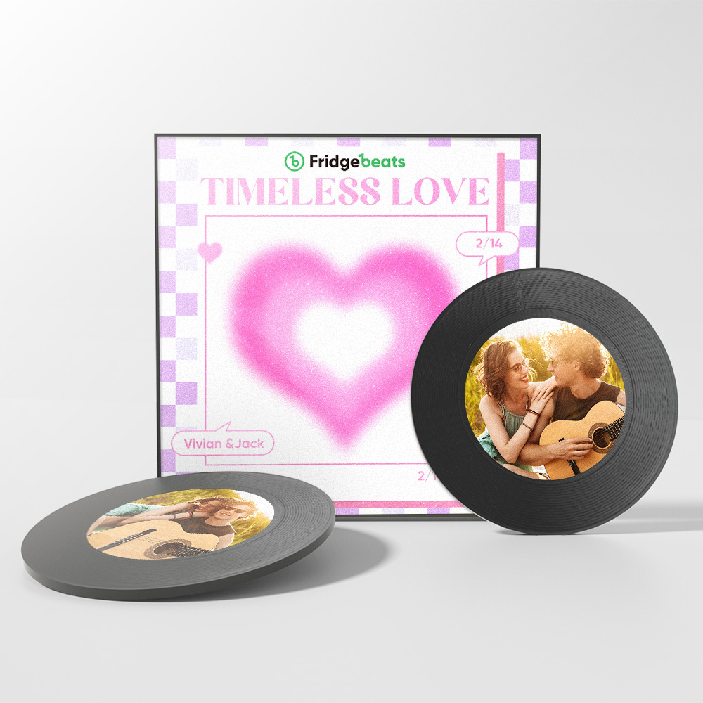 Custom Music And Photo Fridge Magnet Personalized Pink Heart Fridge Magnet Valentine's Day Gift for Couple - mysiliconefoodbag
