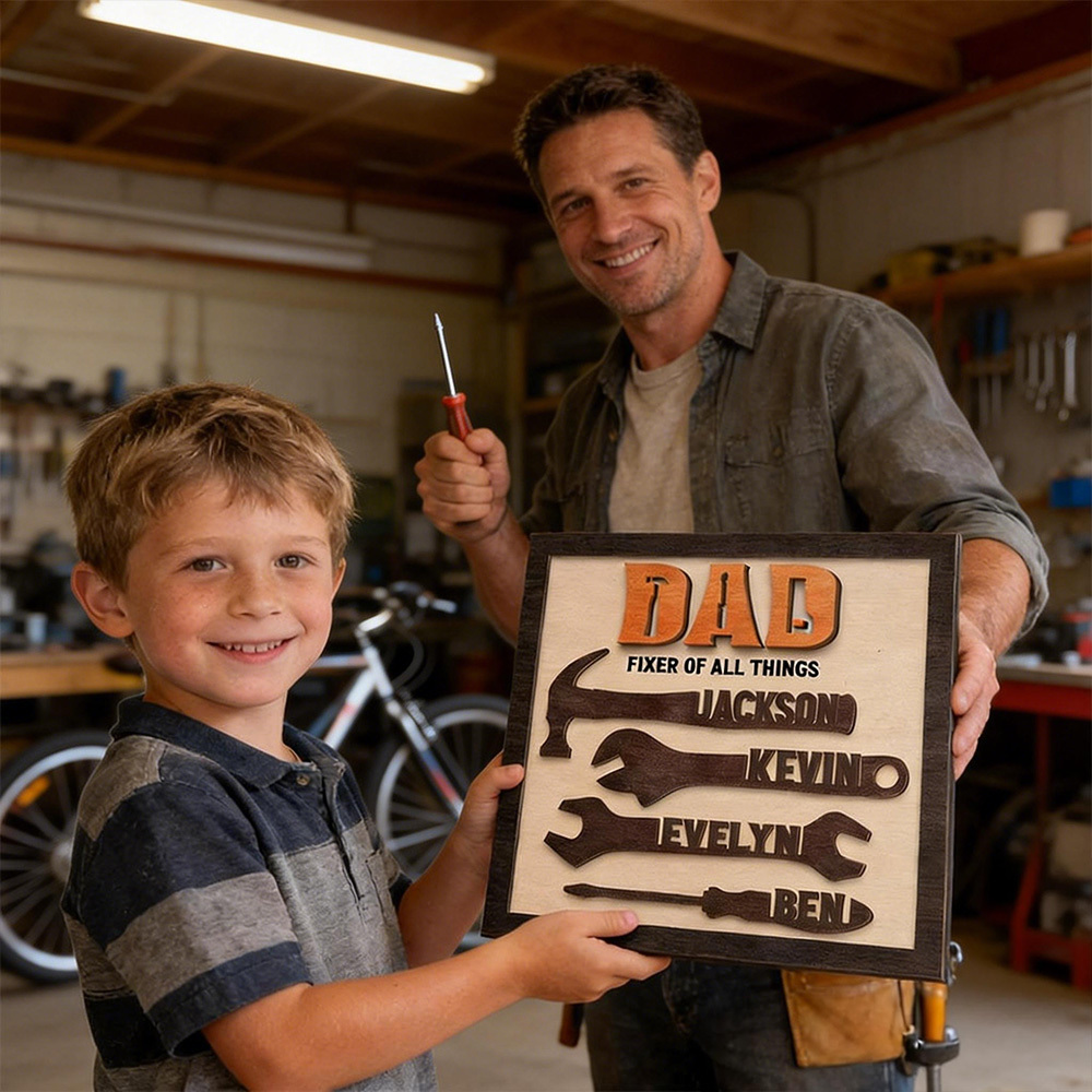 Custom Tool Theme Decoration With Kids' Names Personalized Dad Tools Sign Father's Day Gift - MyJigsawPuzzleAu