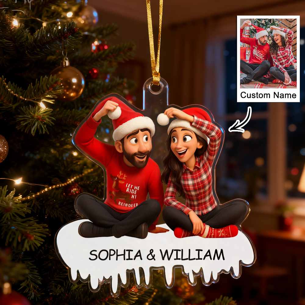 Personalized Couple/Family Cartoon Christmas Ornament Photo Funny Ornaments - MyJigsawPuzzleAu