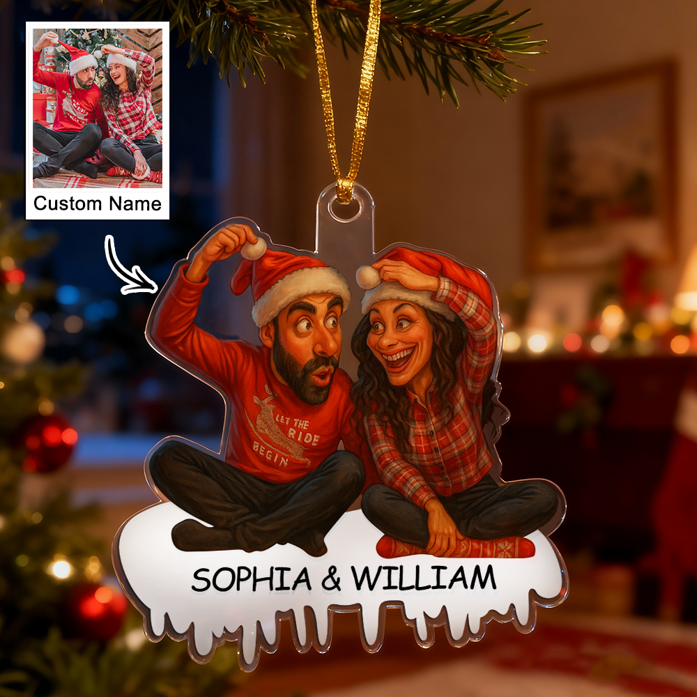 Personalized Couple/Family Cartoon Christmas Ornament Photo Funny Ornaments - MyJigsawPuzzleAu