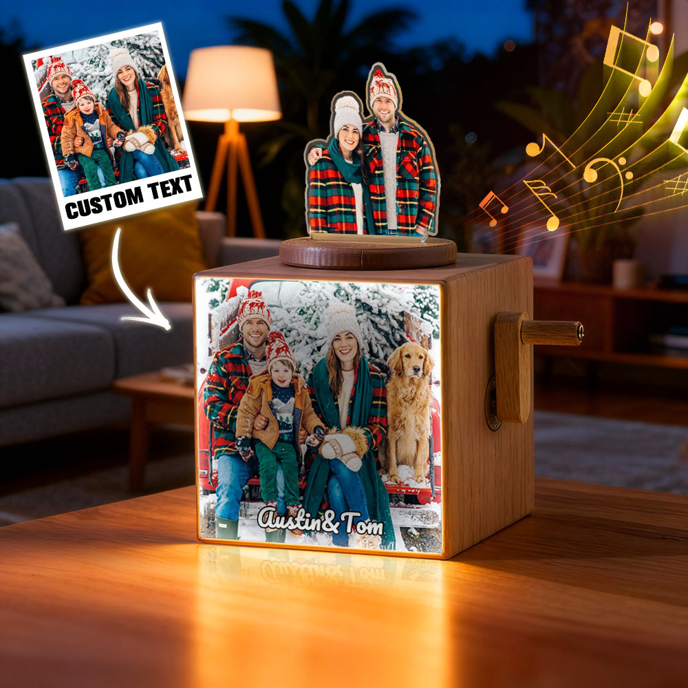 Personalized Photo Music Light Box with Hand-Crank Player – Custom Couple Memory Gift - MyJigsawPuzzleAu