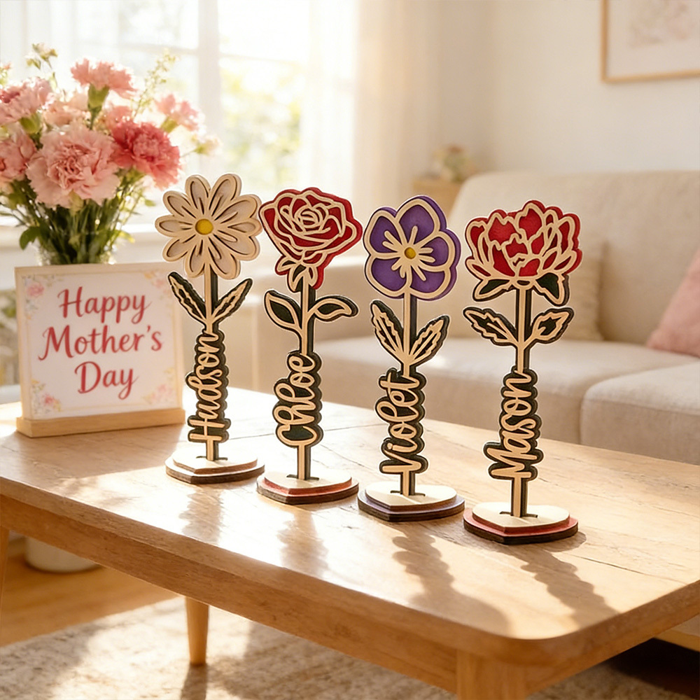 Personalised Colorful Birthday Flowers Customized Name Home Decoration Mother's Day Gift for Mum - MyJigsawPuzzleAu