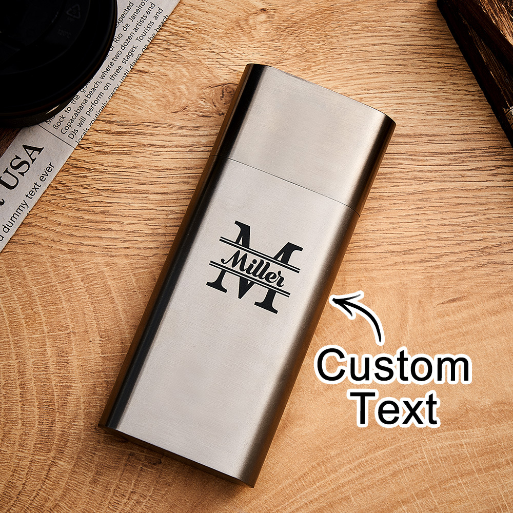 Personalized Name Stainless Steel Cigar Holder for 3 Cigars, Elegant Travel Cigar Case, Groom or Husband Gift, Father’s Day - MyJigsawPuzzleAu