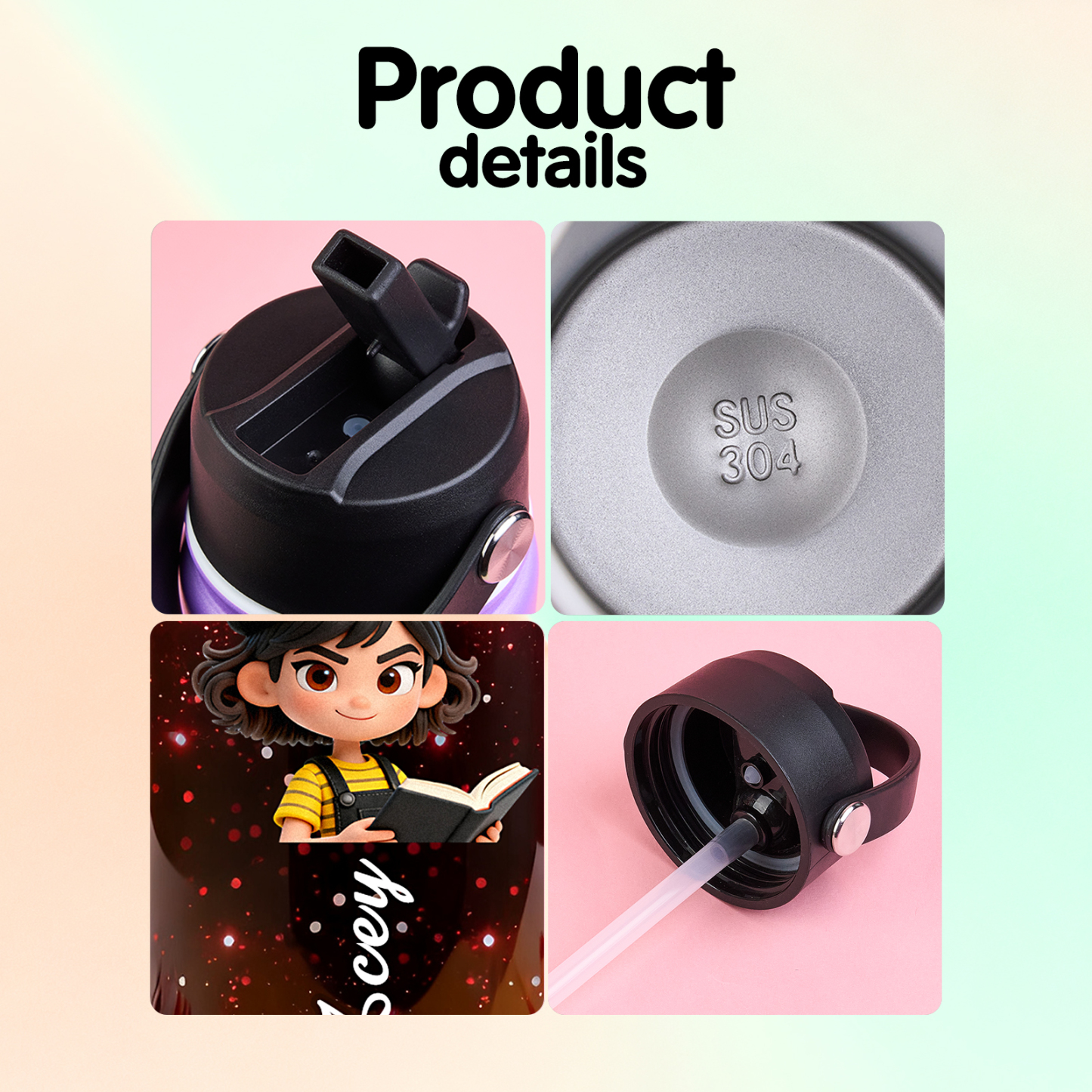 Custom Cartoon Water Bottle with Personalized Portrait & Name | Unique Gift for Kids & Teens - MyJigsawPuzzleAu