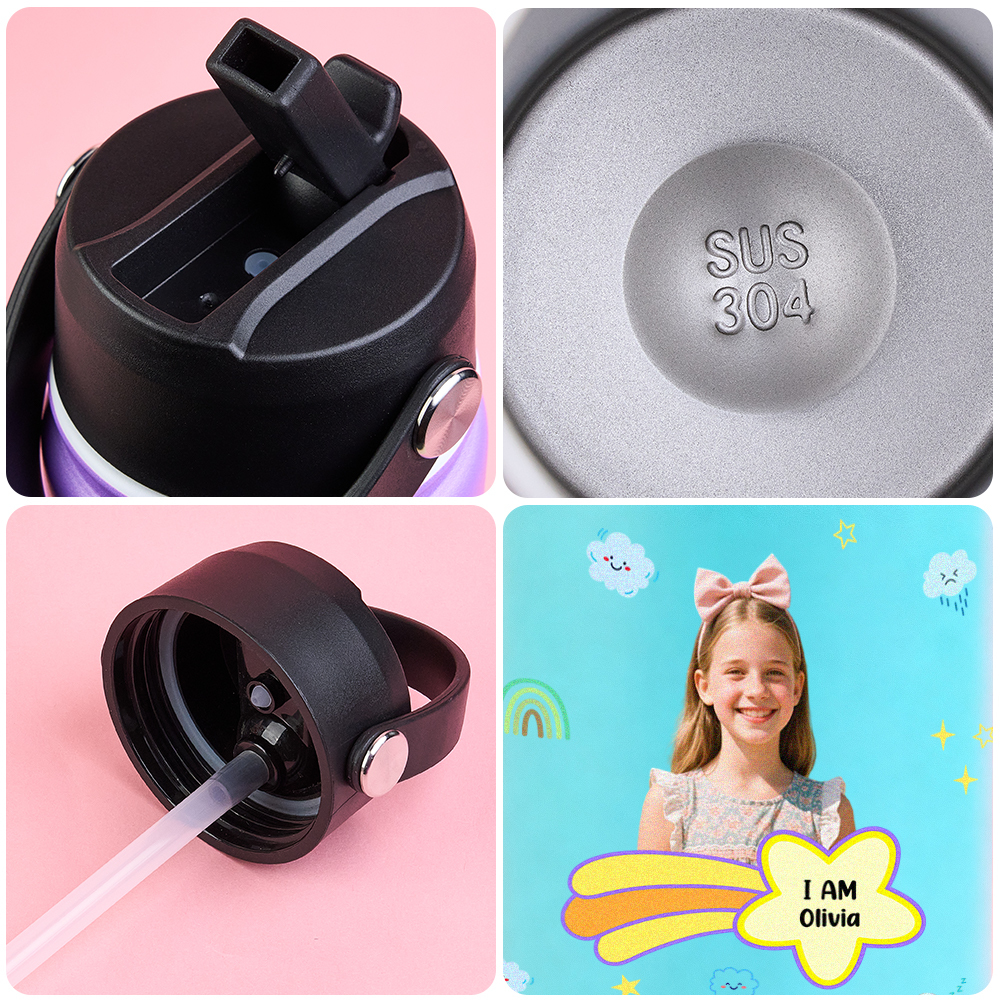 Personalized Kids Water Bottle with Custom Portrait Personalized Name & Photo | Colorful & Fun Gift - MyJigsawPuzzleAu