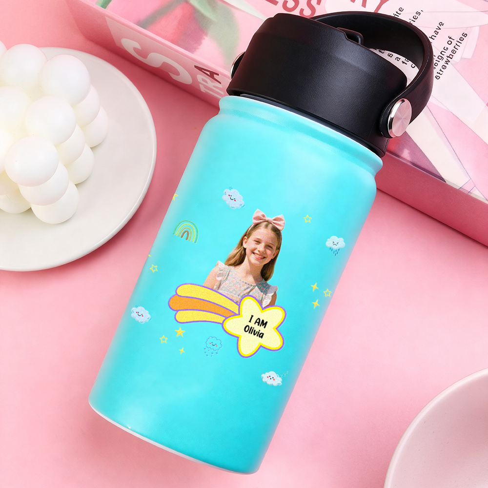 Personalized Kids Water Bottle with Custom Portrait Personalized Name & Photo | Colorful & Fun Gift - MyJigsawPuzzleAu