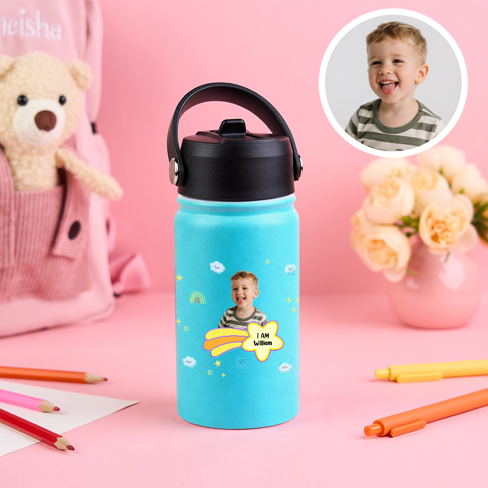 Personalized Kids Water Bottle with Custom Portrait Personalized Name & Photo | Colorful & Fun Gift - MyJigsawPuzzleAu