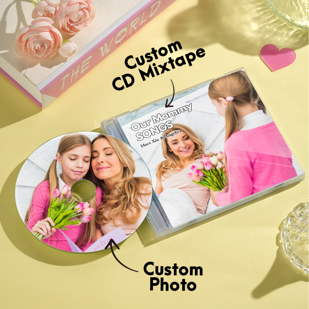 Custom CD & Jewel Case 16 Songs| Mother's DaY Gift PrintYourDisc Custom CD Mixtape | Personalized Custom CD Album Gift for Mom