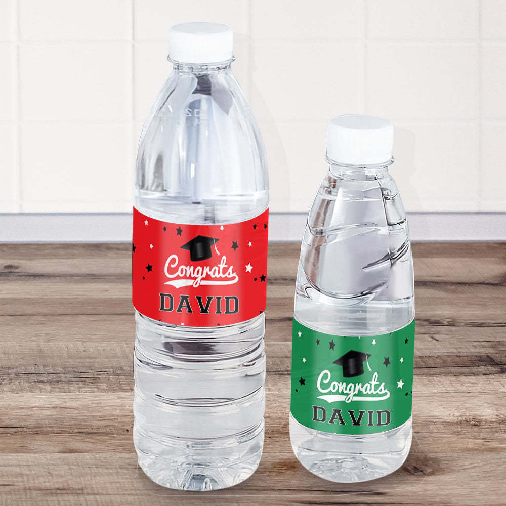 Personalized Class of 2025 Waterproof Graduation Water Bottle Labels Stickers with Name Set of 20 Gift for Graduates - MyJigsawPuzzleAu