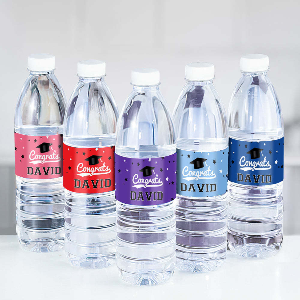 Personalized Class of 2025 Waterproof Graduation Water Bottle Labels Stickers with Name Set of 20 Gift for Graduates - MyJigsawPuzzleAu