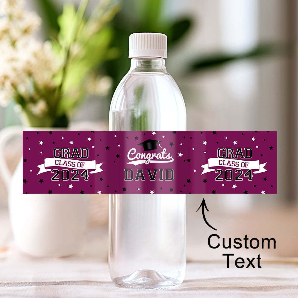 Personalized Class of 2025 Waterproof Graduation Water Bottle Labels Stickers with Name Set of 20 Gift for Graduates - MyJigsawPuzzleAu