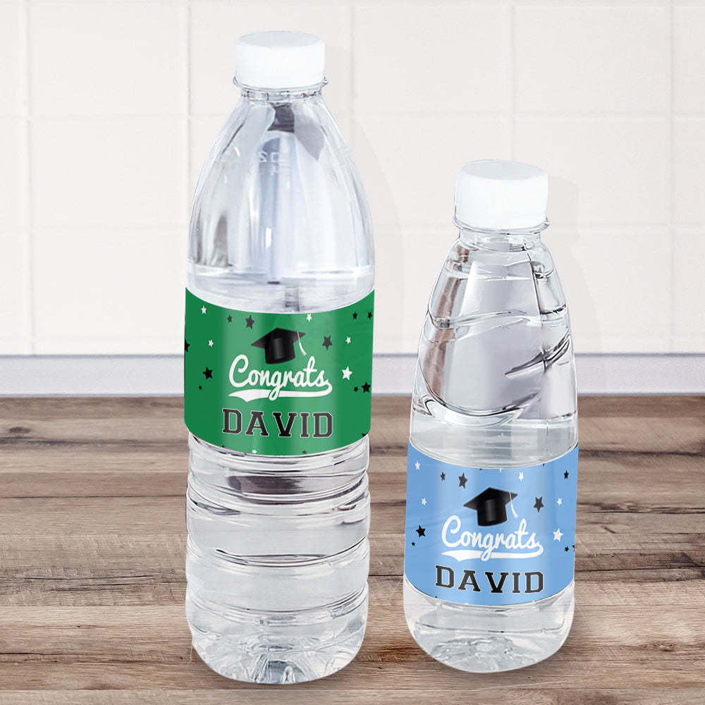 Personalized Class of 2025 Waterproof Graduation Water Bottle Labels Stickers with Name Set of 20 Gift for Graduates - MyJigsawPuzzleAu
