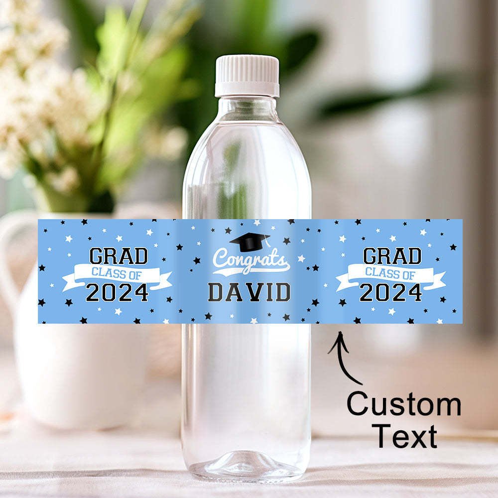 Personalized Class of 2025 Waterproof Graduation Water Bottle Labels Stickers with Name Set of 20 Gift for Graduates - MyJigsawPuzzleAu