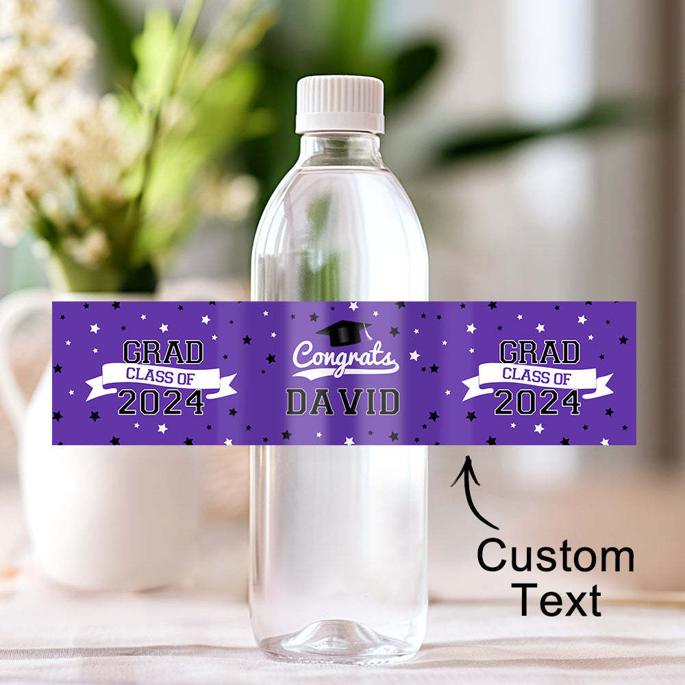 Personalized Class of 2025 Waterproof Graduation Water Bottle Labels Stickers with Name Set of 20 Gift for Graduates - MyJigsawPuzzleAu