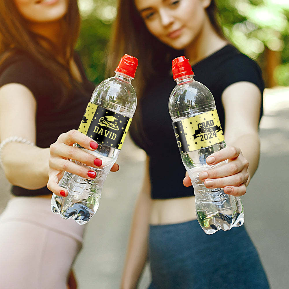 Personalized Class of 2025 Waterproof Graduation Water Bottle Labels Stickers with Name Set of 20 Gift for Graduates - MyJigsawPuzzleAu