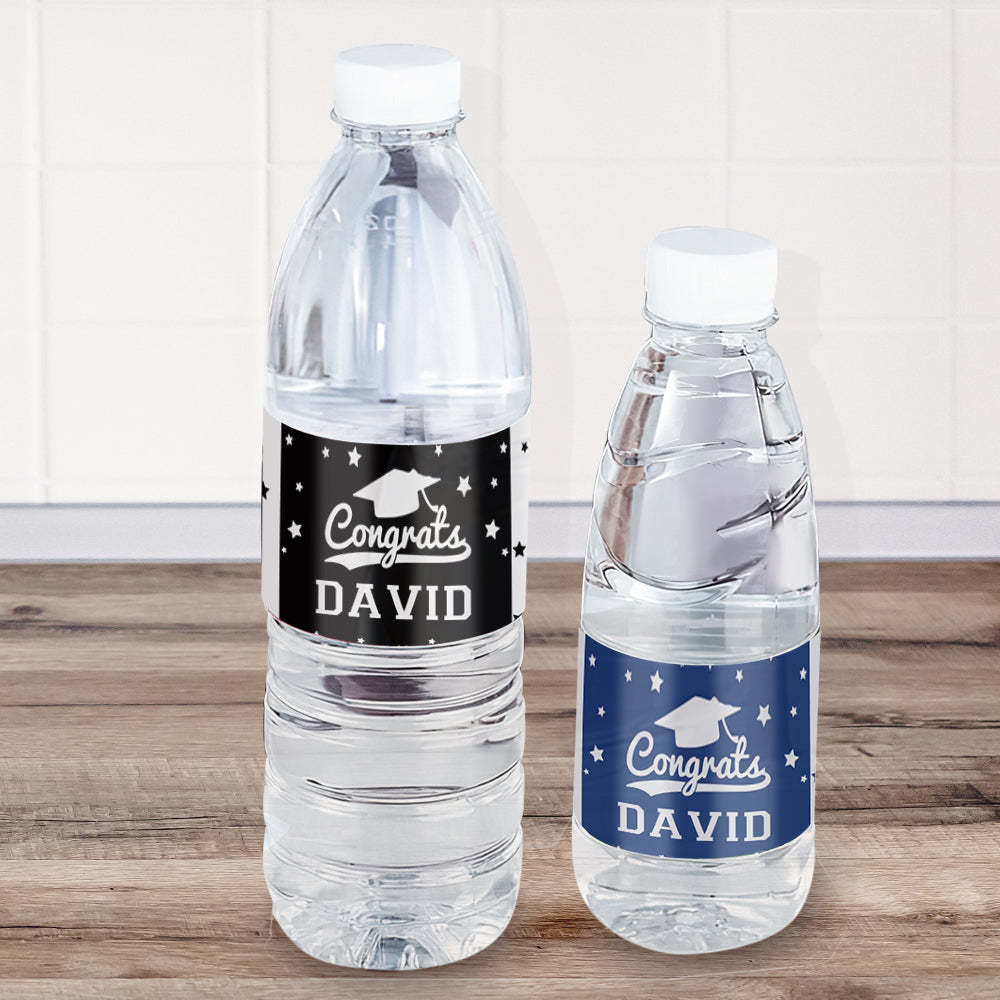 Personalized Class of 2025 Waterproof Graduation Water Bottle Labels Stickers with Name Set of 20 Gift for Graduates - MyJigsawPuzzleAu