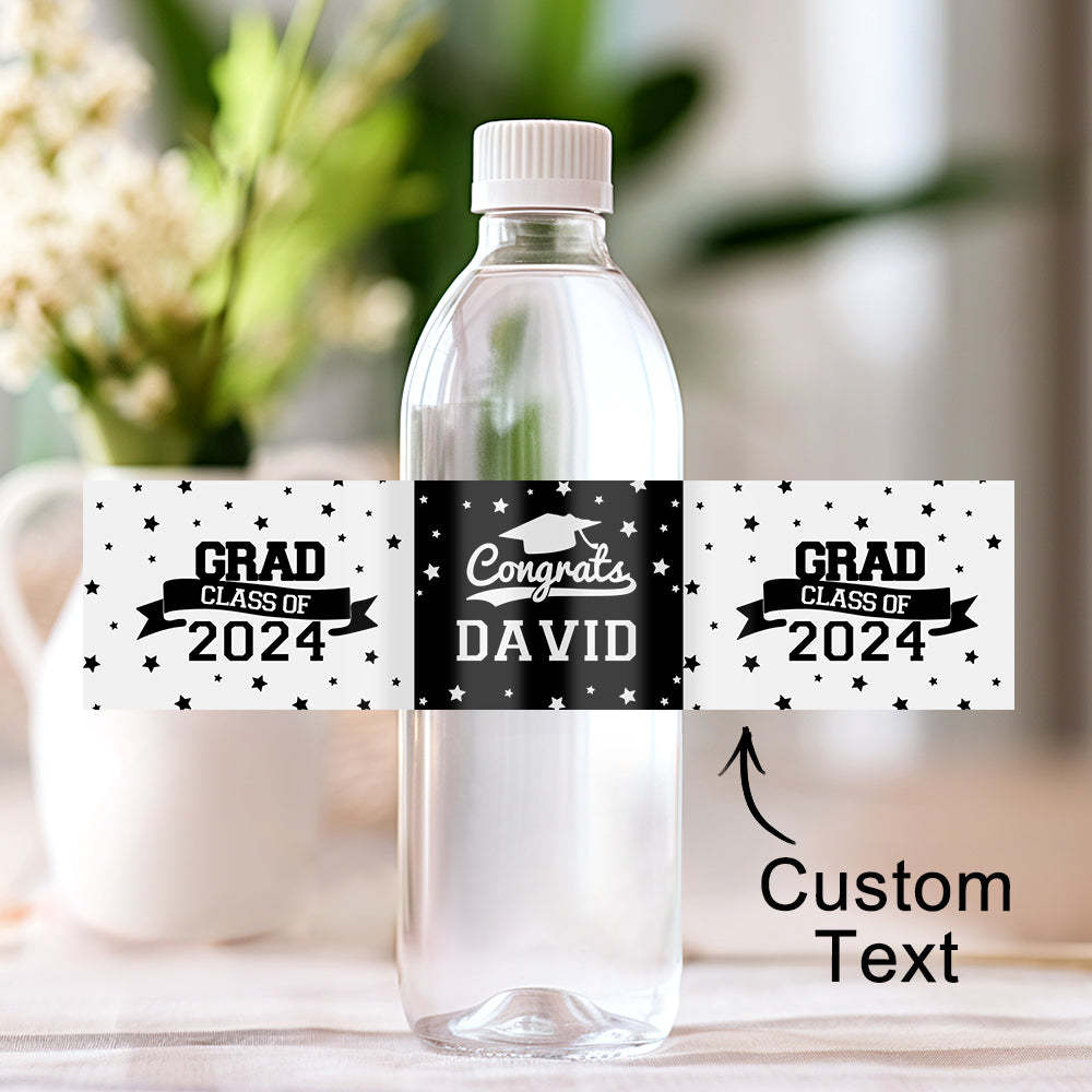 Personalized Class of 2025 Waterproof Graduation Water Bottle Labels Stickers with Name Set of 20 Gift for Graduates - MyJigsawPuzzleAu