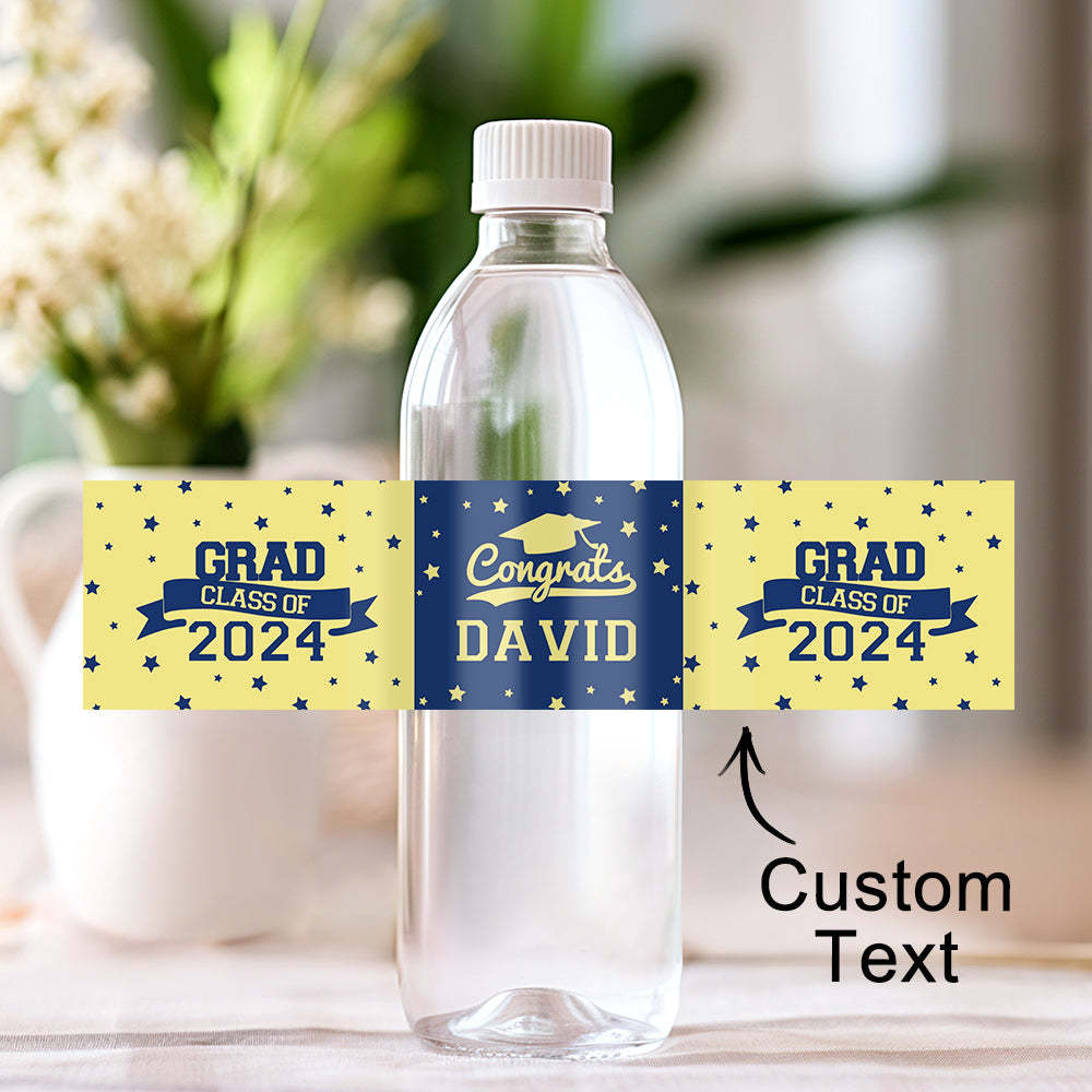 Personalized Class of 2025 Waterproof Graduation Water Bottle Labels Stickers with Name Set of 20 Gift for Graduates - MyJigsawPuzzleAu