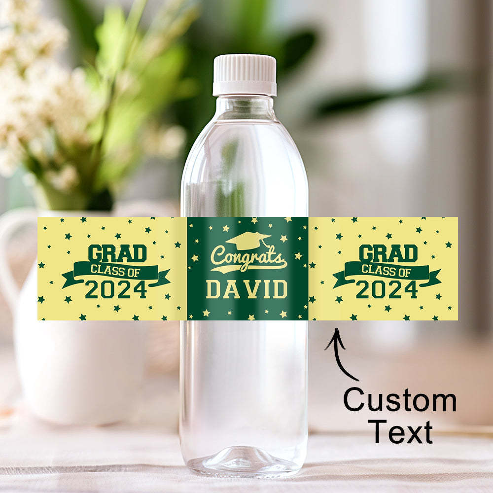 Personalized Class of 2025 Waterproof Graduation Water Bottle Labels Stickers with Name Set of 20 Gift for Graduates - MyJigsawPuzzleAu