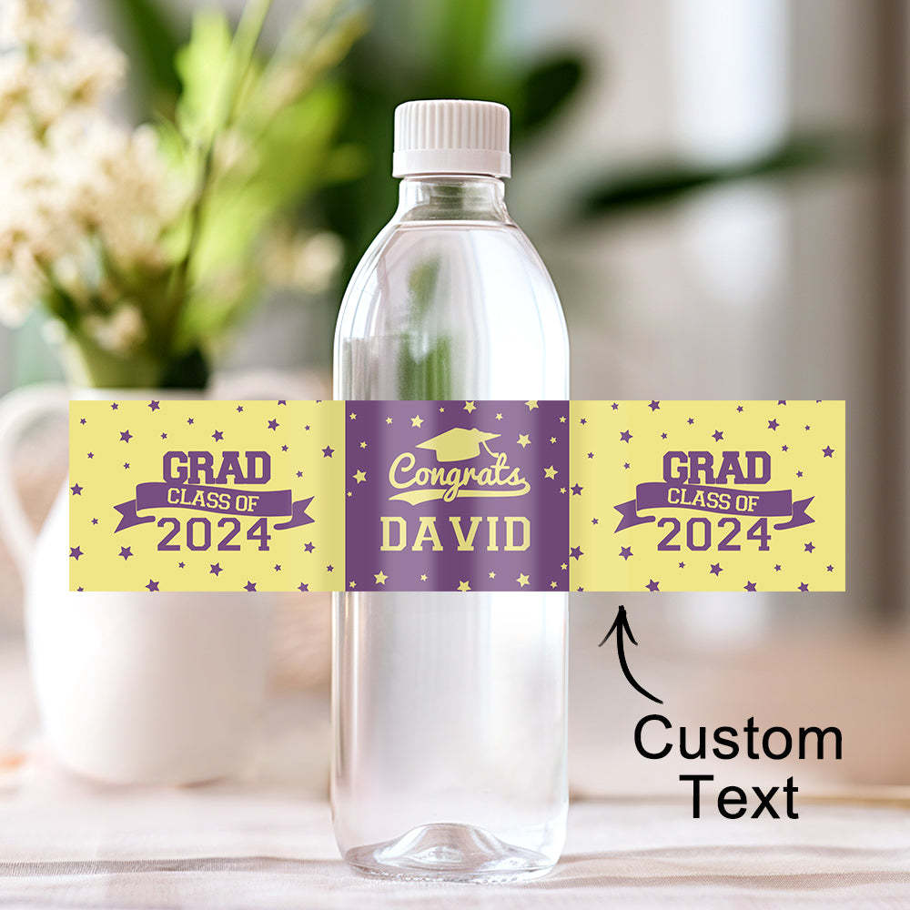Personalized Class of 2025 Waterproof Graduation Water Bottle Labels Stickers with Name Set of 20 Gift for Graduates - MyJigsawPuzzleAu